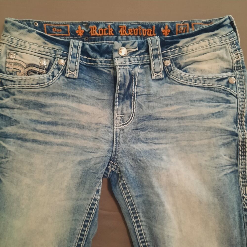 Rock Revival "Dao" Bootcut Womens 27 Bling Light Wash Embellished - Picture 4 of 16
